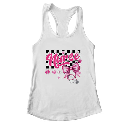 Coquette Bow Floral Nurse Life Stethoscope Nursing School Shirt & Tank Top | teecentury