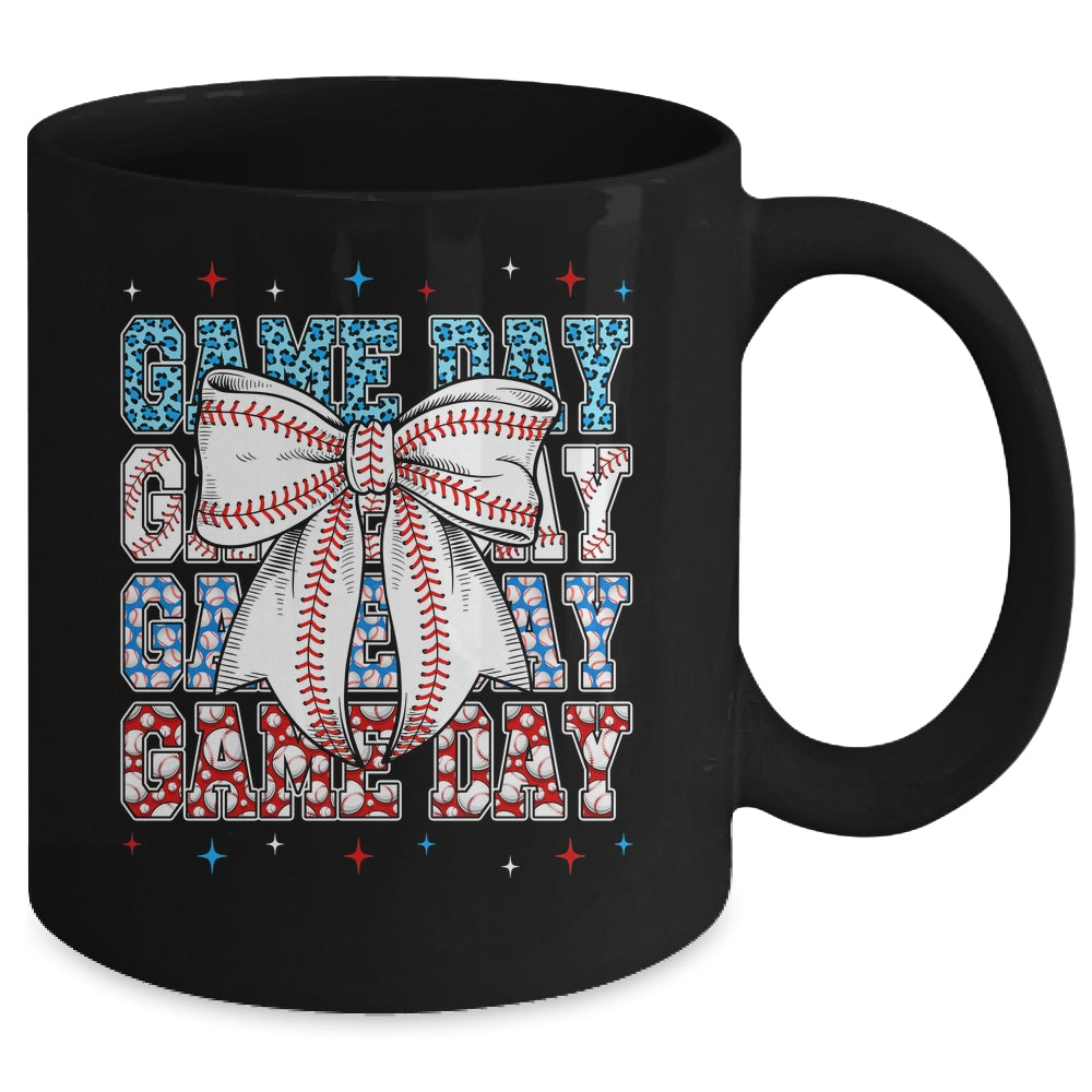 Coquette Bow Game Day Baseball Softball Funny Cheer Mom Mug | teecentury
