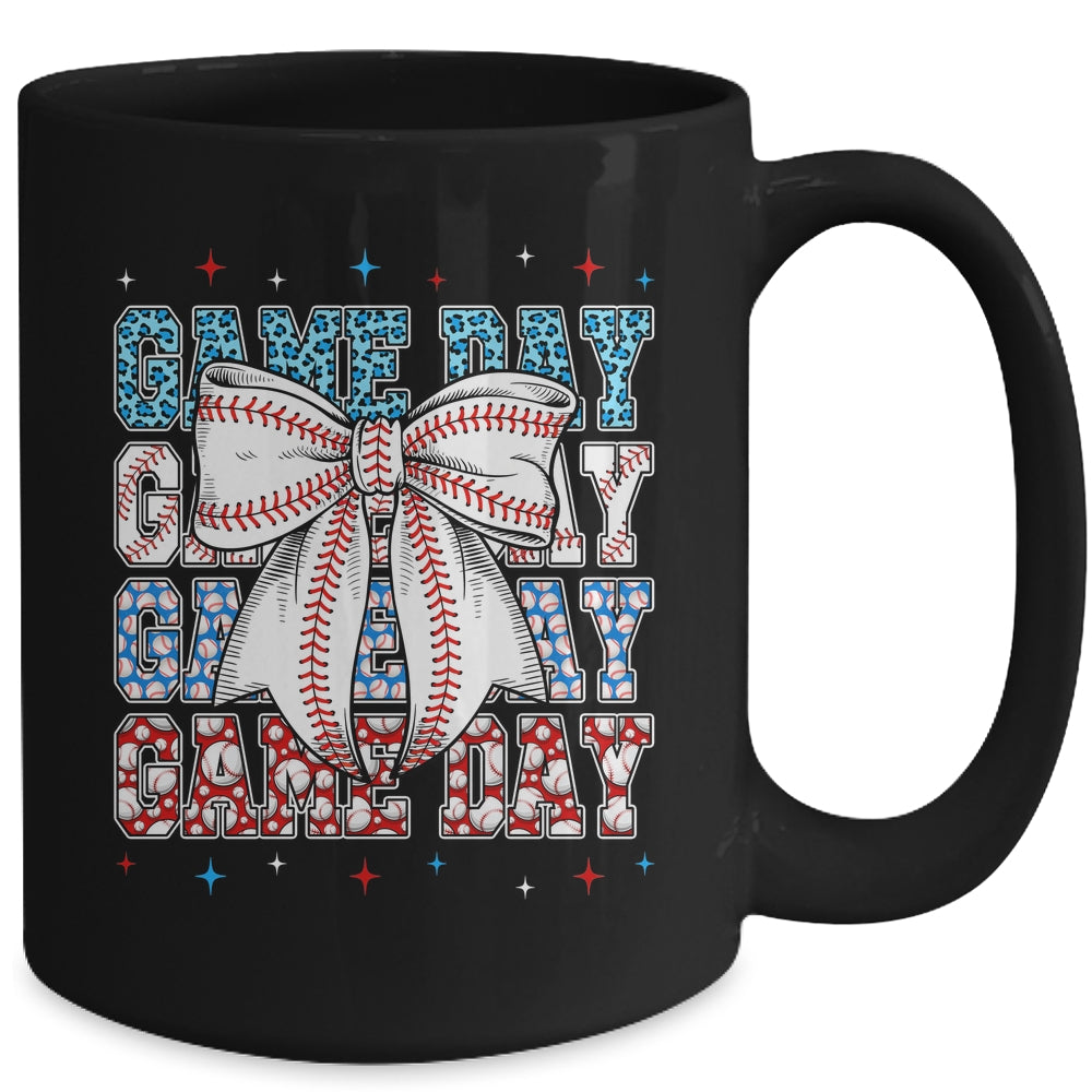 Coquette Bow Game Day Baseball Softball Funny Cheer Mom Mug | teecentury