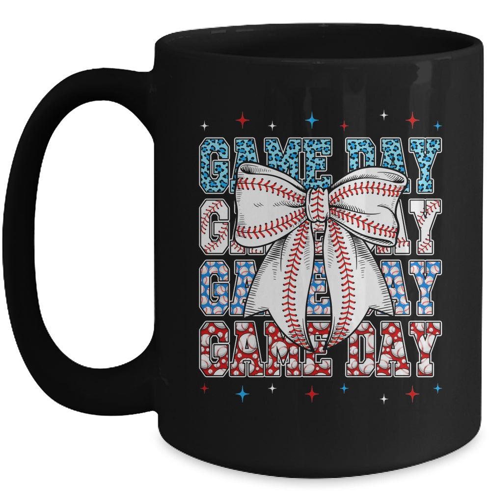 Coquette Bow Game Day Baseball Softball Funny Cheer Mom Mug | teecentury