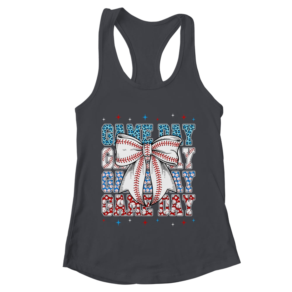 Coquette Bow Game Day Baseball Softball Funny Cheer Mom Shirt & Tank Top | teecentury