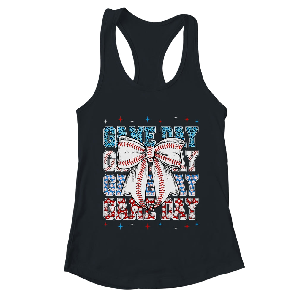 Coquette Bow Game Day Baseball Softball Funny Cheer Mom Shirt & Tank Top | teecentury