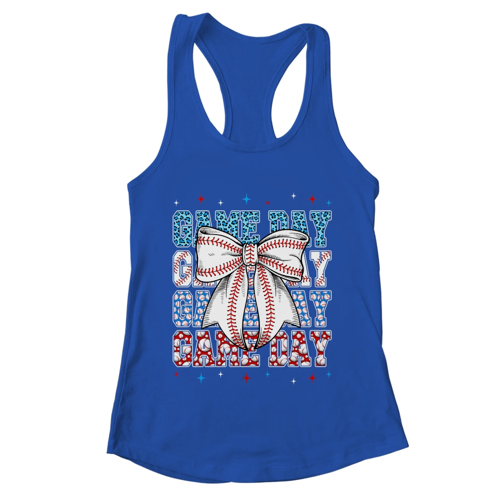 Coquette Bow Game Day Baseball Softball Funny Cheer Mom Shirt & Tank Top | teecentury