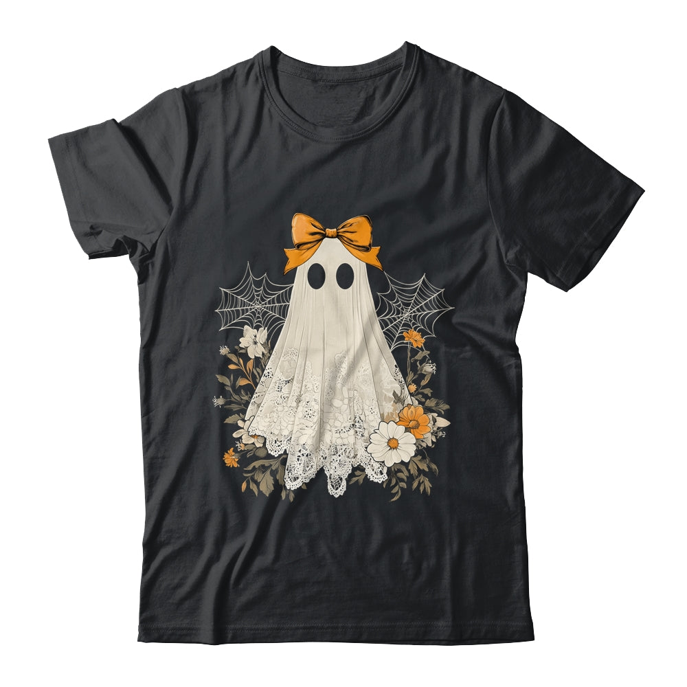 Coquette Bow Ghost Halloween Flower Ghost Spooky Season Shirt & Sweatshirt | teecentury