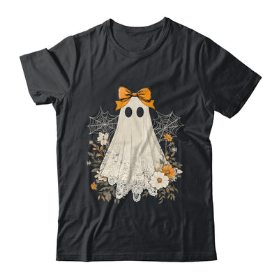 Coquette Bow Ghost Halloween Flower Ghost Spooky Season Shirt & Sweatshirt | teecentury