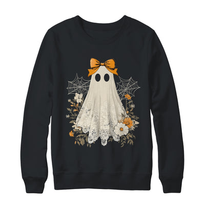 Coquette Bow Ghost Halloween Flower Ghost Spooky Season Shirt & Sweatshirt | teecentury