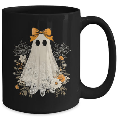 Coquette Bow Ghost Halloween Flower Ghost Spooky Season Mug | teecentury