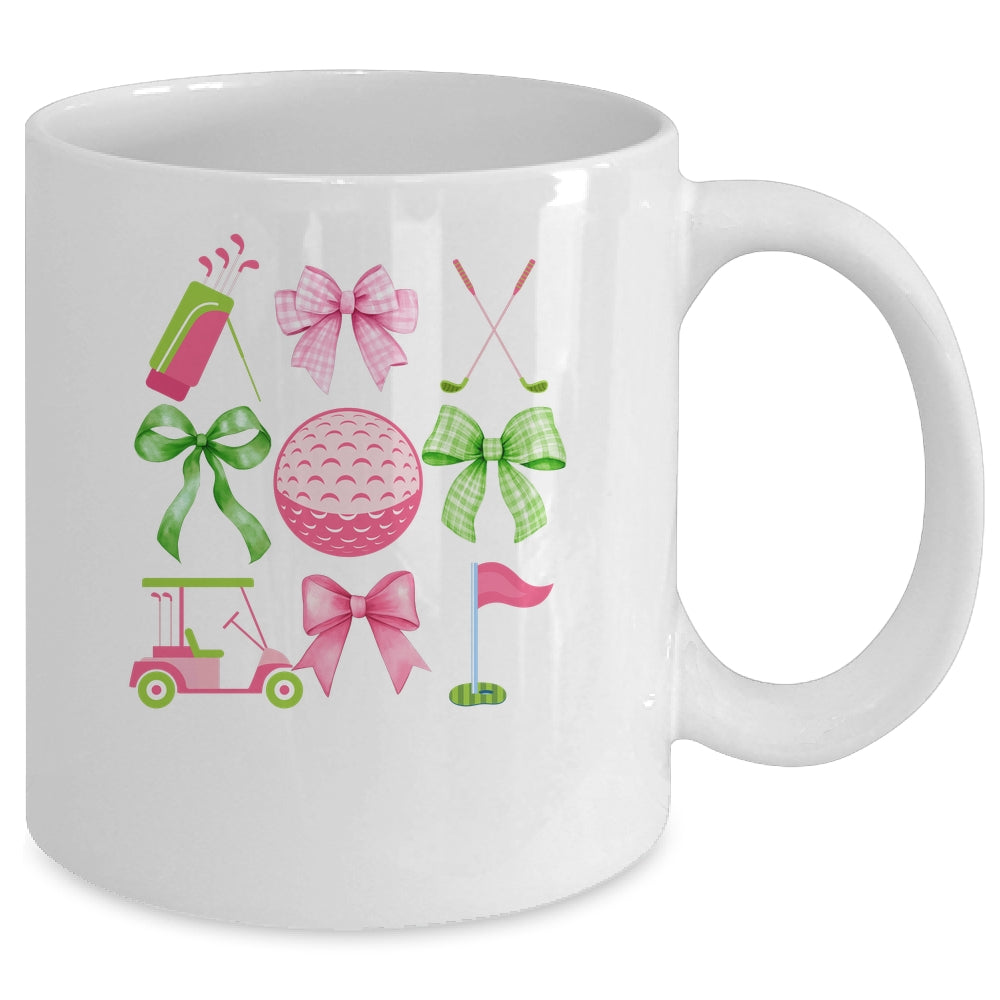 Coquette Bow Golf Cart Game Day Golfing Golfer Golf Lover Mug | teecentury