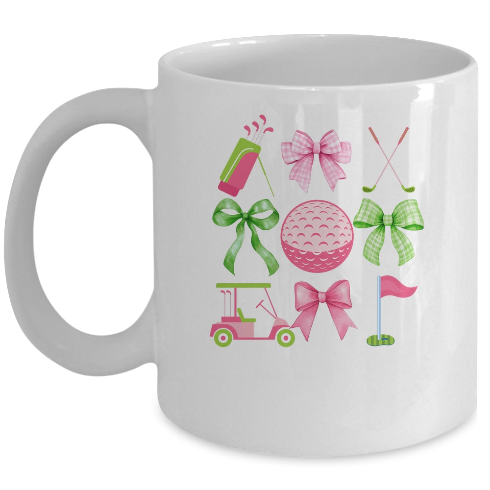 Coquette Bow Golf Cart Game Day Golfing Golfer Golf Lover Mug | teecentury