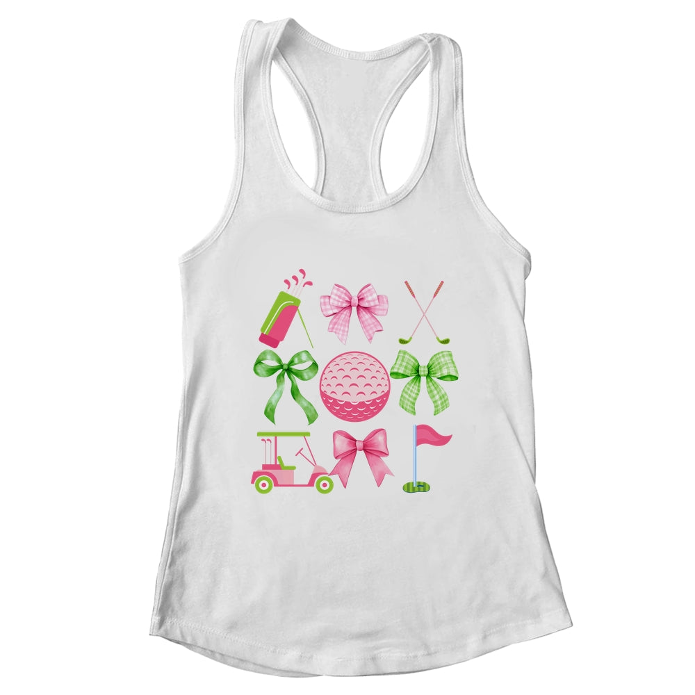 Coquette Bow Golf Cart Game Day Golfing Golfer Golf Lover Shirt & Tank Top | teecentury