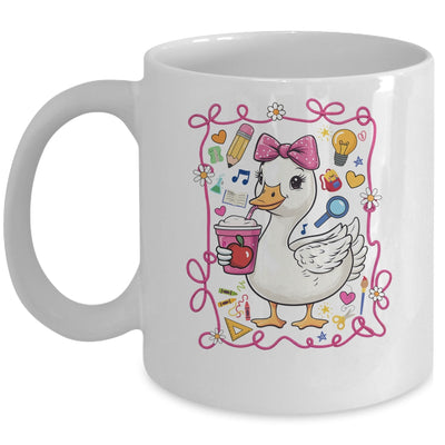 Coquette Bow Goose Teacher Preppy Floral Back To School Mug | teecentury