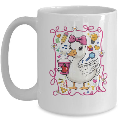 Coquette Bow Goose Teacher Preppy Floral Back To School Mug | teecentury