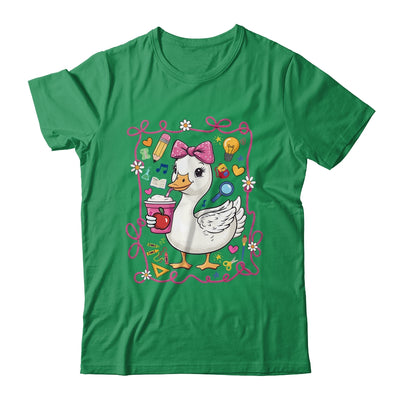 Coquette Bow Goose Teacher Preppy Floral Back To School Shirt & Hoodie | teecentury