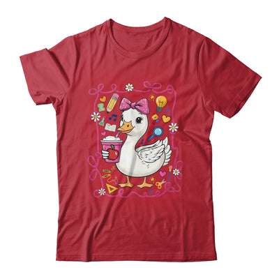 Coquette Bow Goose Teacher Preppy Floral Back To School Shirt & Hoodie | teecentury
