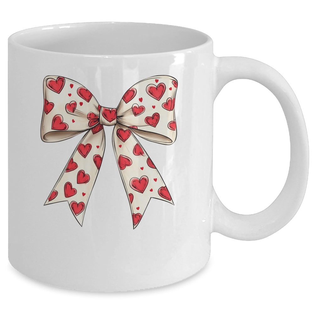 Coquette Bow Heart Valentine Bow Design Women Girls Mug | teecentury