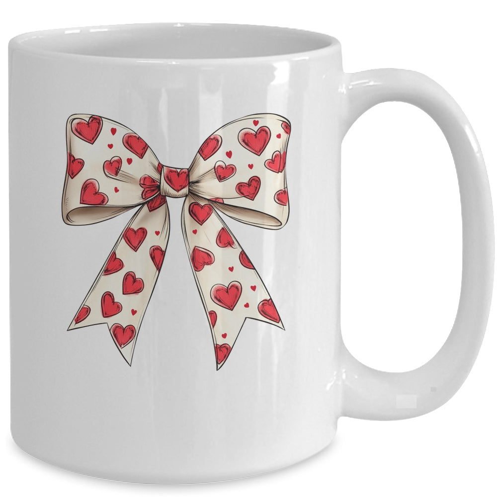 Coquette Bow Heart Valentine Bow Design Women Girls Mug | teecentury