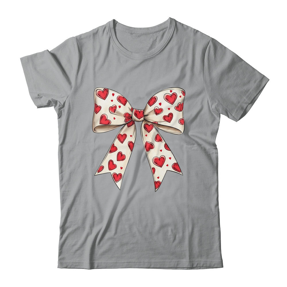 Coquette Bow Heart Valentine Bow Design Women Girls Shirt & Sweatshirt | teecentury