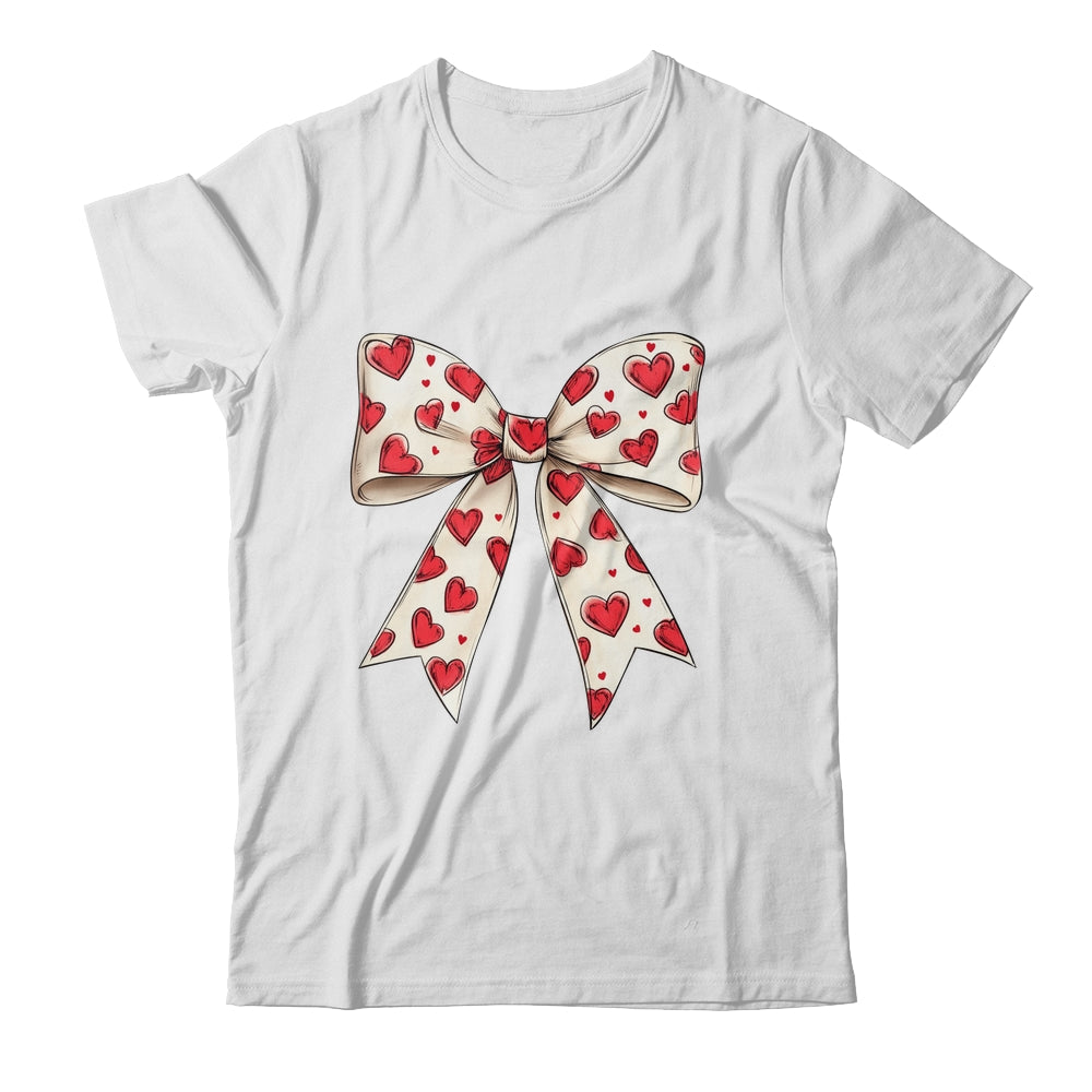 Coquette Bow Heart Valentine Bow Design Women Girls Shirt & Sweatshirt | teecentury