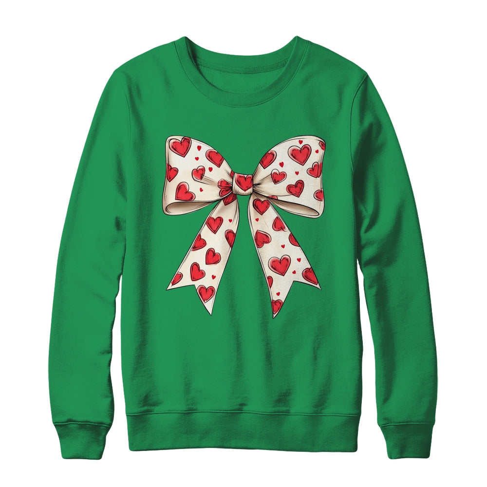 Coquette Bow Heart Valentine Bow Design Women Girls Shirt & Sweatshirt | teecentury