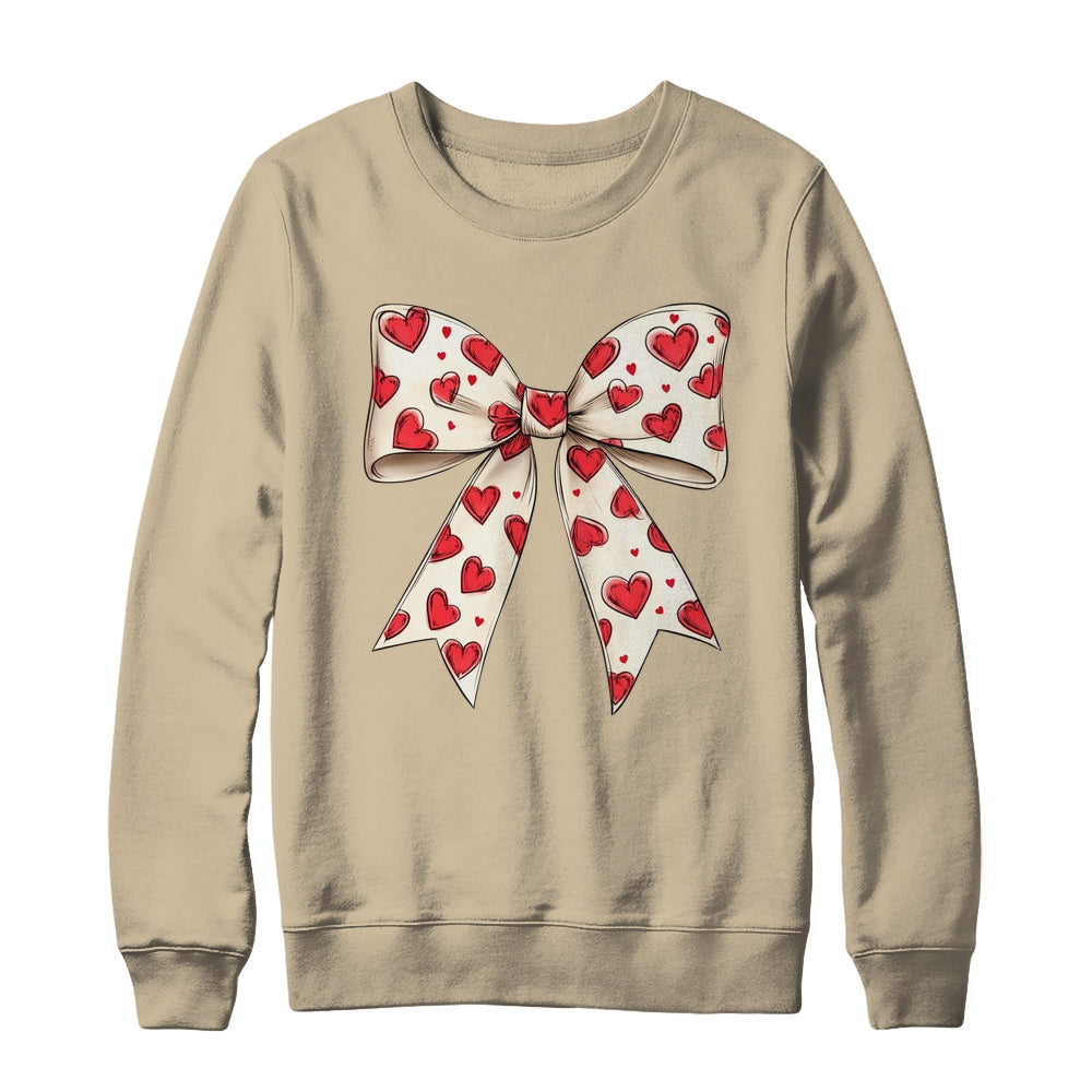 Coquette Bow Heart Valentine Bow Design Women Girls Shirt & Sweatshirt | teecentury