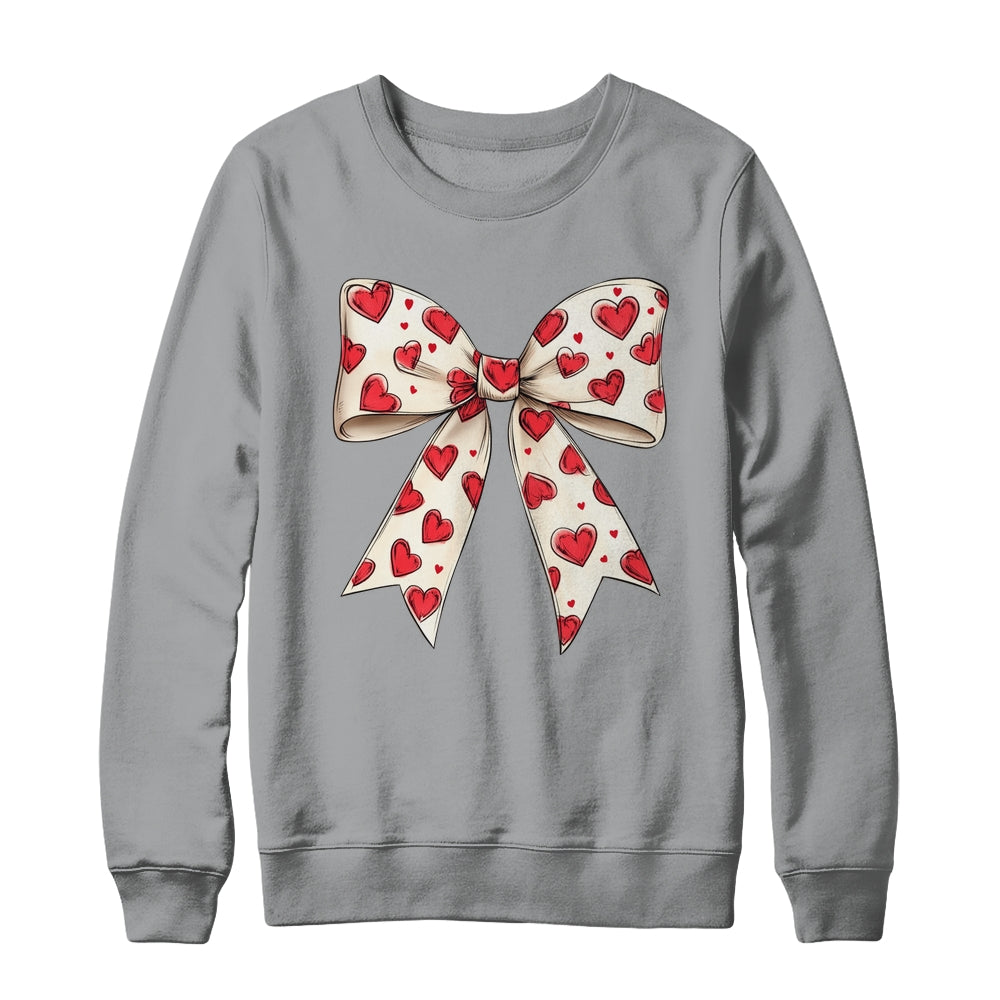 Coquette Bow Heart Valentine Bow Design Women Girls Shirt & Sweatshirt | teecentury