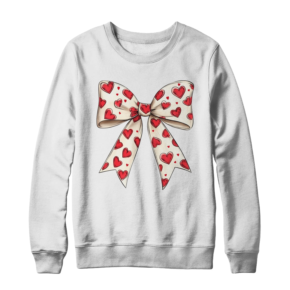 Coquette Bow Heart Valentine Bow Design Women Girls Shirt & Sweatshirt | teecentury