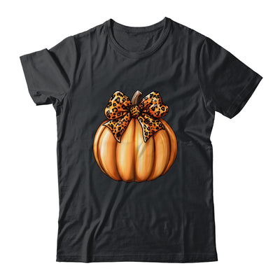 Coquette Bow Leopard Pumpkin Thanksgiving Rustic Fall Women Shirt & Sweatshirt | teecentury
