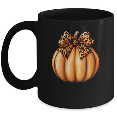 Coquette Bow Leopard Pumpkin Thanksgiving Rustic Fall Women Mug | teecentury
