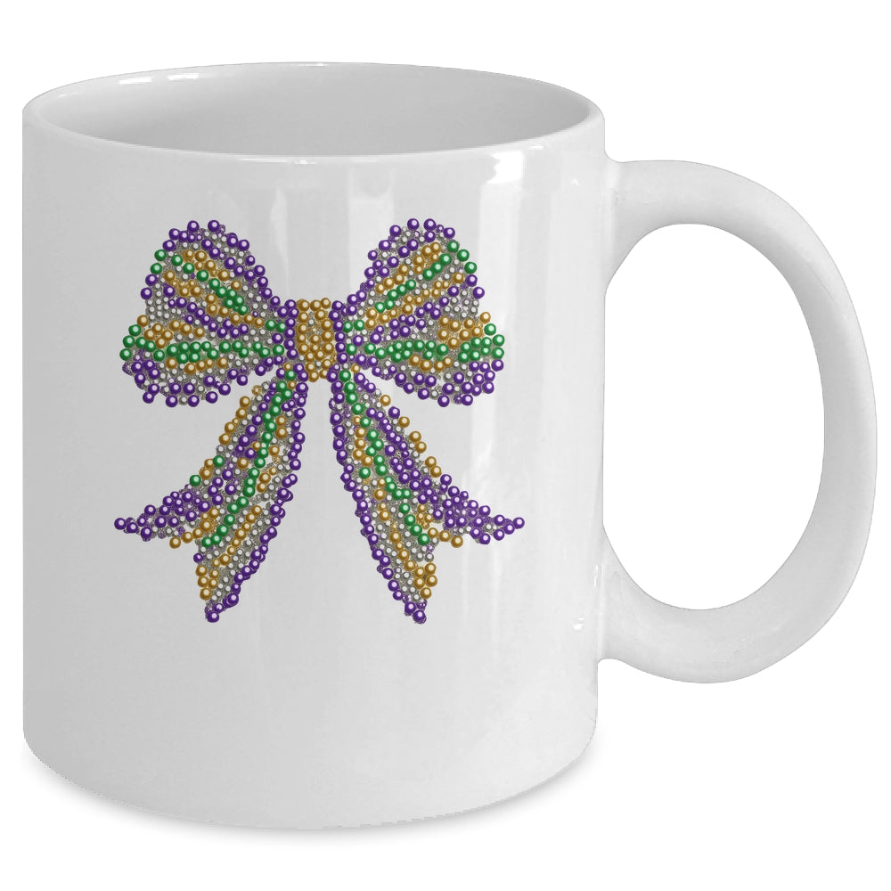 Coquette Bow Mardi Gras Festival Carnival Beads Girls Women Mug | teecentury