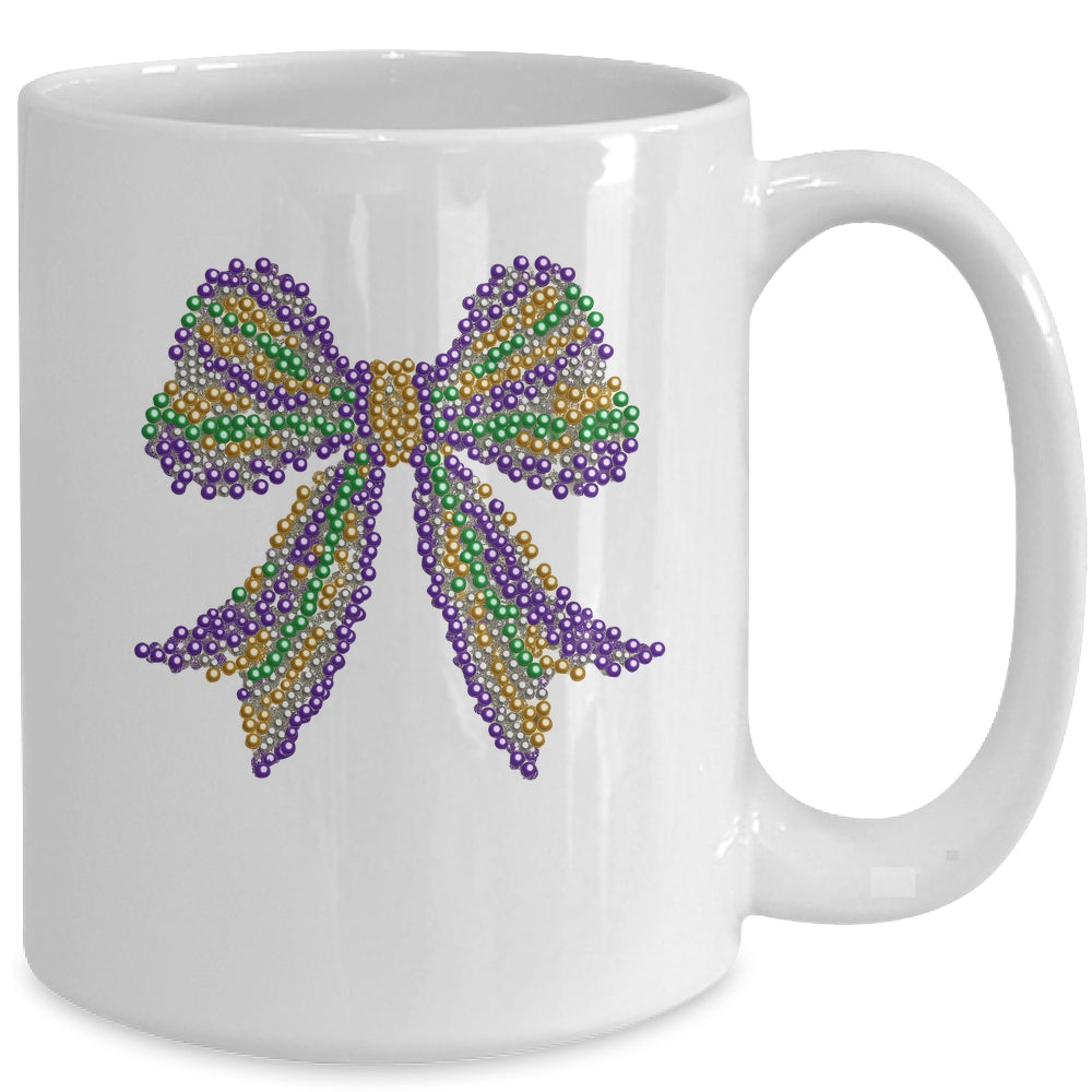 Coquette Bow Mardi Gras Festival Carnival Beads Girls Women Mug | teecentury