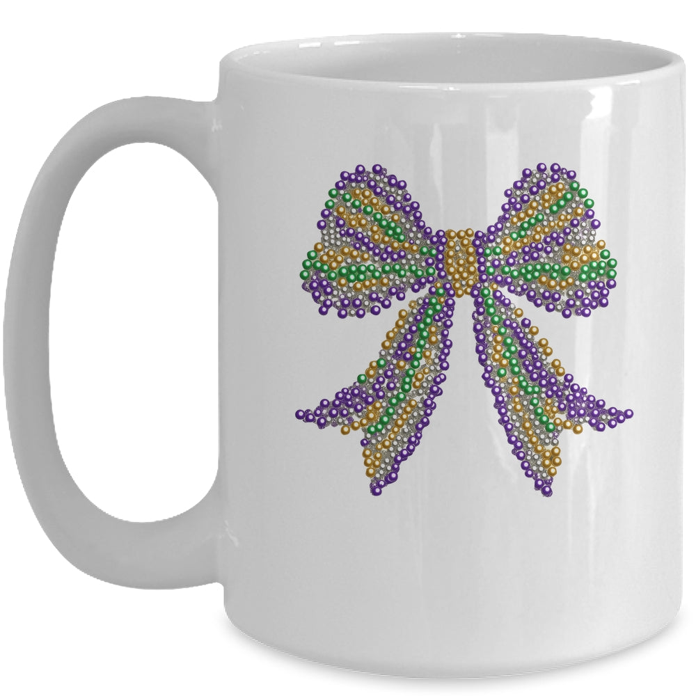 Coquette Bow Mardi Gras Festival Carnival Beads Girls Women Mug | teecentury