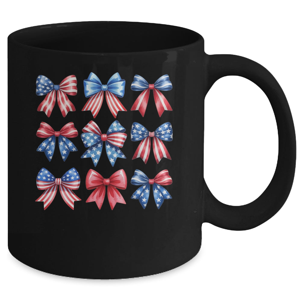 Coquette Bow Patriotic American Flag Retro July Of 4th Girls Mug | teecentury