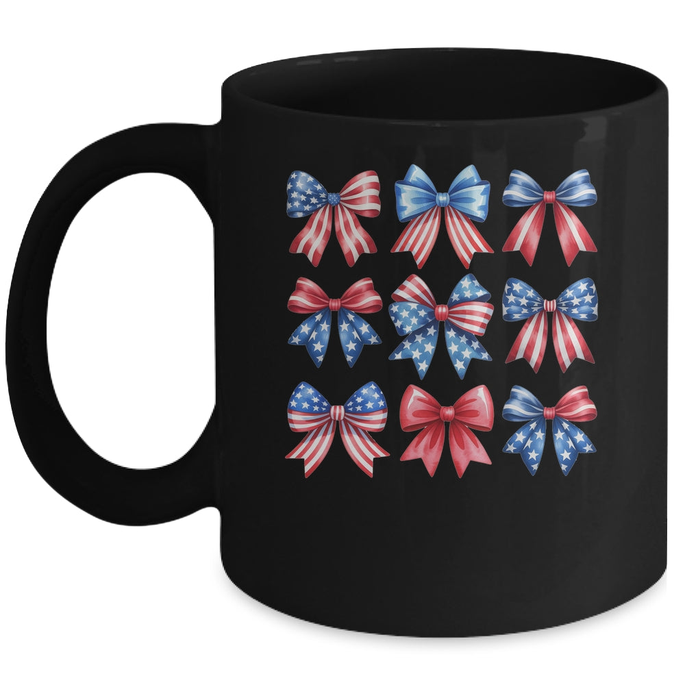 Coquette Bow Patriotic American Flag Retro July Of 4th Girls Mug | teecentury