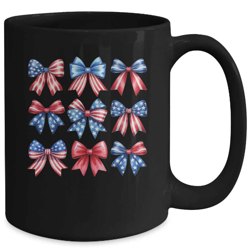 Coquette Bow Patriotic American Flag Retro July Of 4th Girls Mug | teecentury