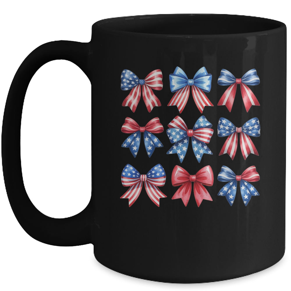 Coquette Bow Patriotic American Flag Retro July Of 4th Girls Mug | teecentury
