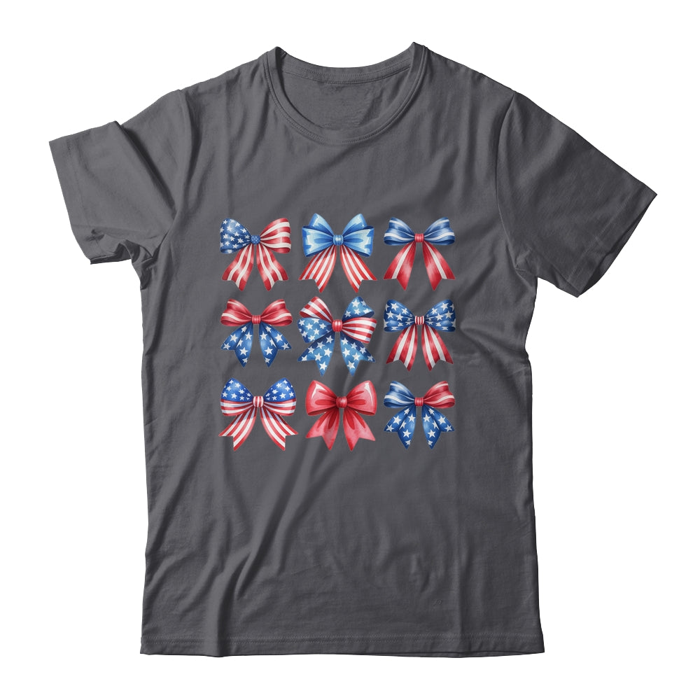 Coquette Bow Patriotic American Flag Retro July Of 4th Girls Shirt & Tank Top | teecentury