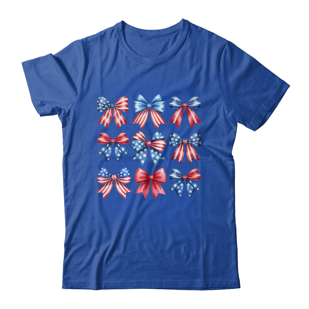 Coquette Bow Patriotic American Flag Retro July Of 4th Girls Shirt & Tank Top | teecentury