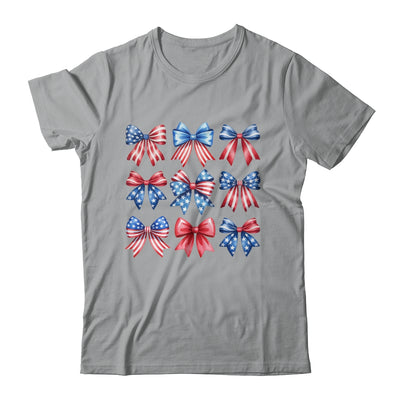 Coquette Bow Patriotic American Flag Retro July Of 4th Girls Shirt & Tank Top | teecentury