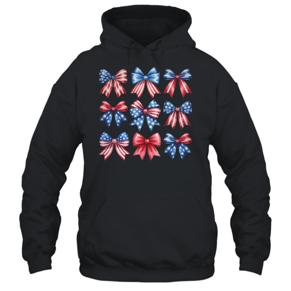 Coquette Bow Patriotic American Flag Retro July Of 4th Girls Shirt & Tank Top | teecentury