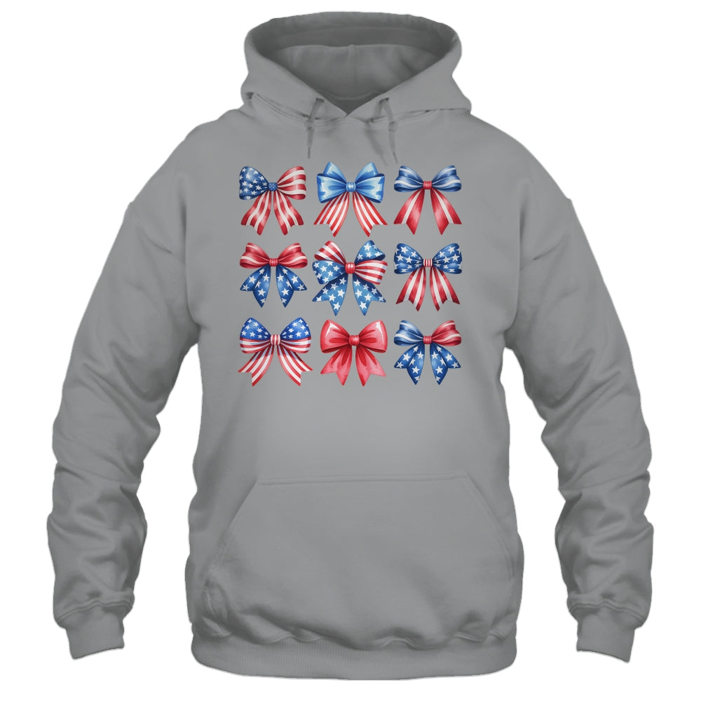 Coquette Bow Patriotic American Flag Retro July Of 4th Girls Shirt & Tank Top | teecentury