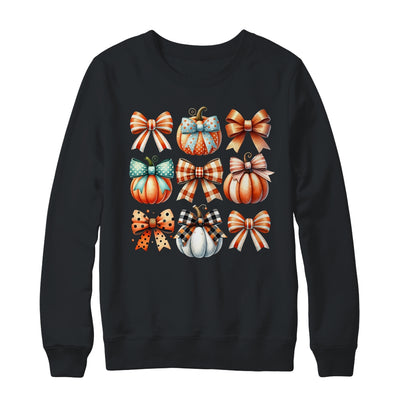 Coquette Bow Pumpkin Season Thanksgiving Autumn Fall Leave Shirt & Sweatshirt | teecentury