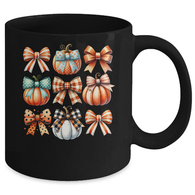 Coquette Bow Pumpkin Season Thanksgiving Autumn Fall Leave Mug | teecentury
