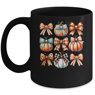 Coquette Bow Pumpkin Season Thanksgiving Autumn Fall Leave Mug | teecentury