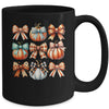 Coquette Bow Pumpkin Season Thanksgiving Autumn Fall Leave Mug | teecentury
