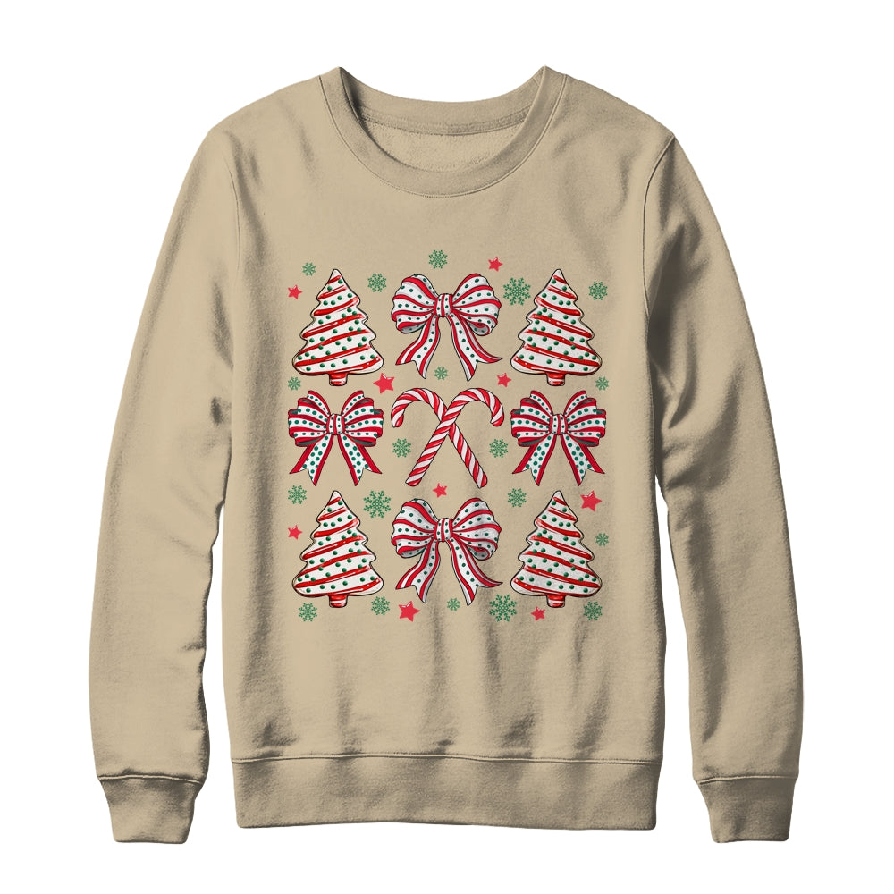 Coquette Bow Tree Cake Candy Cane Merry Christmas Girls Kids Shirt & Sweatshirt | teecentury