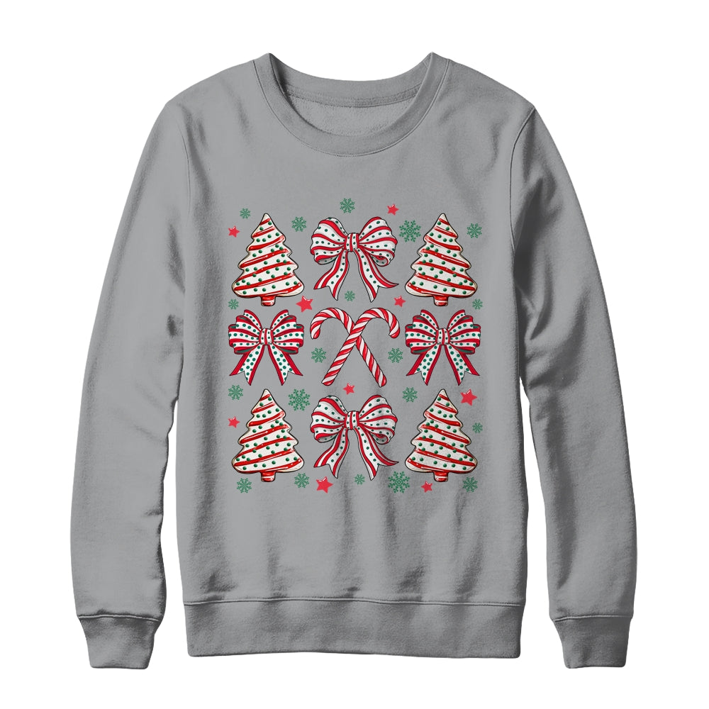 Coquette Bow Tree Cake Candy Cane Merry Christmas Girls Kids Shirt & Sweatshirt | teecentury