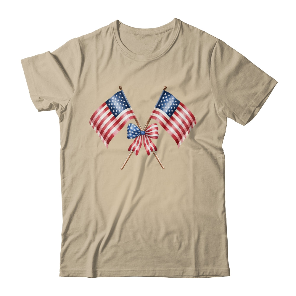 Coquette Bow USA 4th Of July America American Girls Women Shirt & Tank Top | teecentury