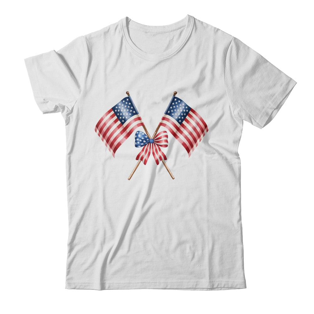Coquette Bow USA 4th Of July America American Girls Women Shirt & Tank Top | teecentury