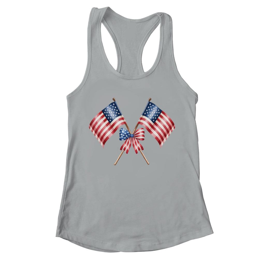 Coquette Bow USA 4th Of July America American Girls Women Shirt & Tank Top | teecentury