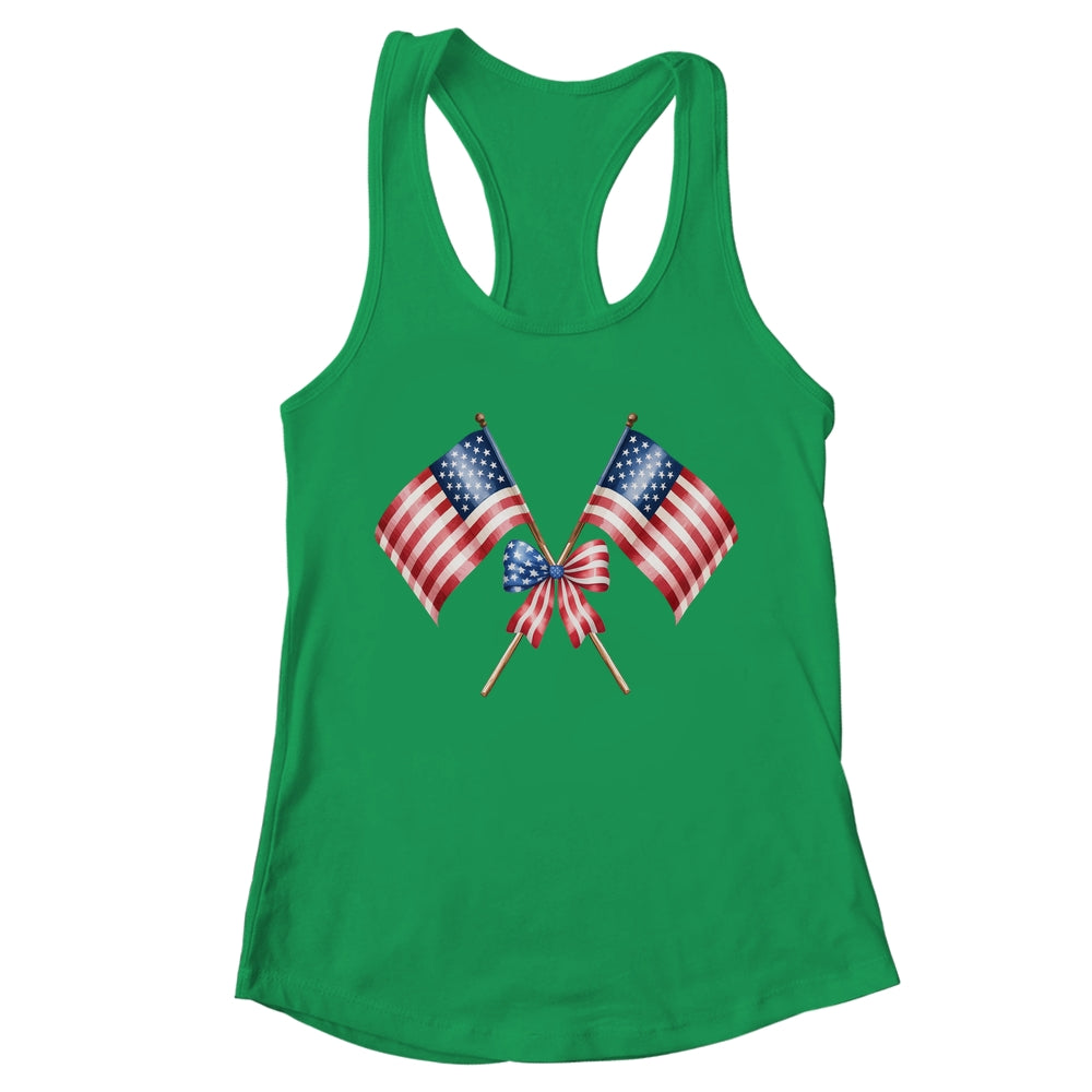 Coquette Bow USA 4th Of July America American Girls Women Shirt & Tank Top | teecentury
